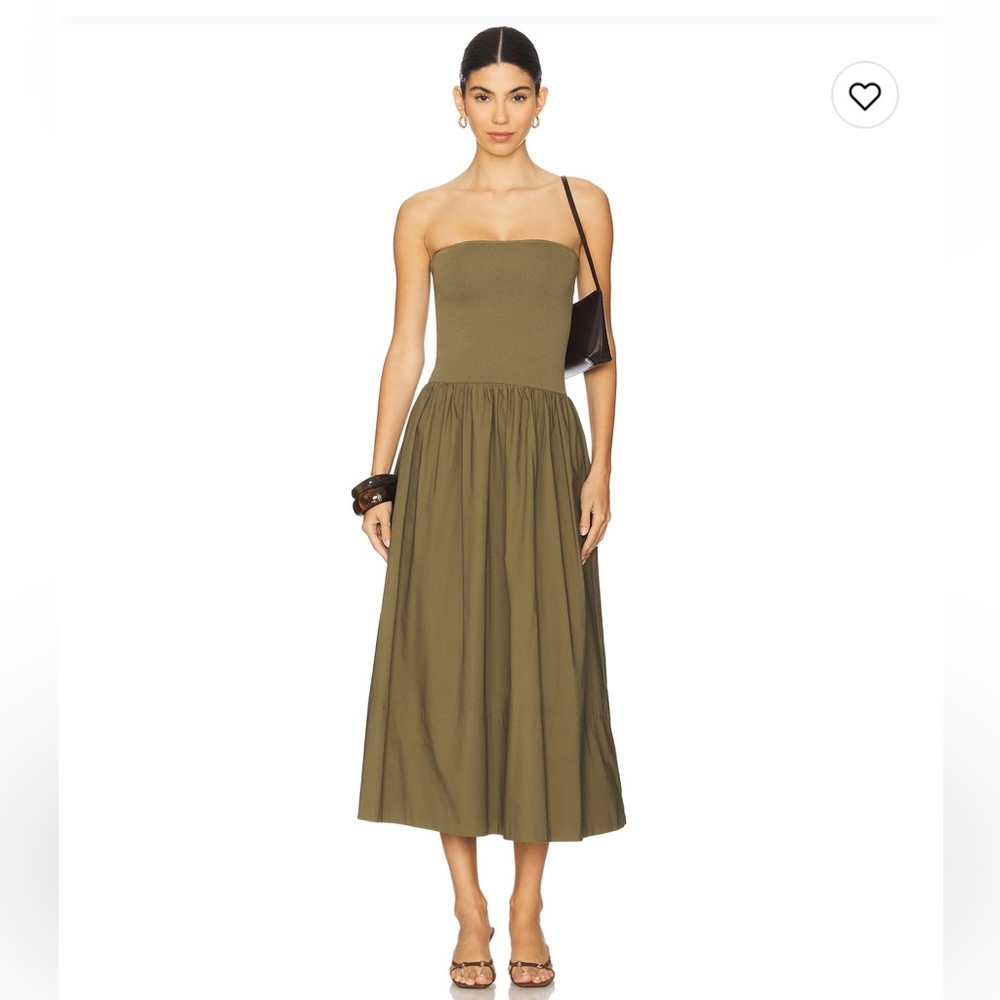 Pistola Mavo Rich Olive Strapless Midi Dress